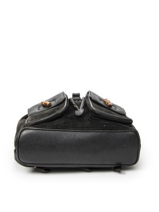 Gucci Large Bamboo Backpack Black Suede Leather main image 4